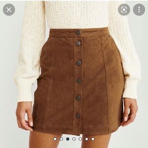 Abercrombie & Fitch Brown Faux Suede Mini Skirt with Buttons and Pockets
